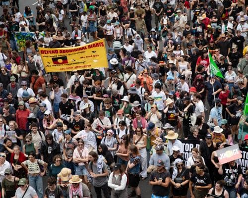Police investigate device thrown at Perth Invasion Day rally