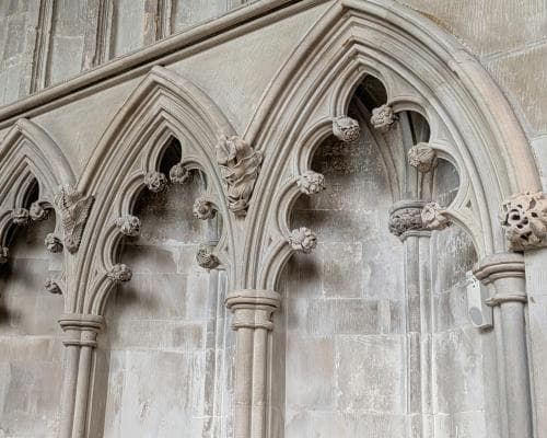 Flowers Carved into St Albans Cathedral’s Walls