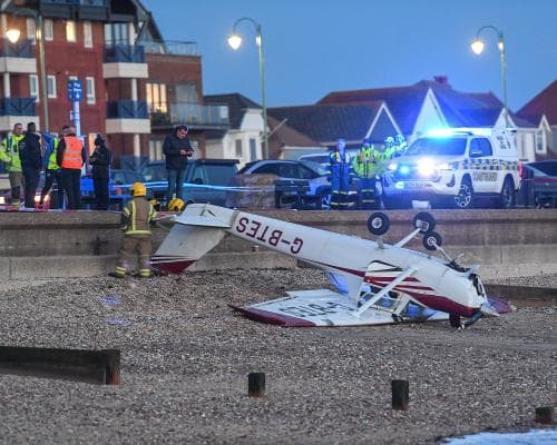 Pilot Survives Beach Crash of Small Plane in Hampshire