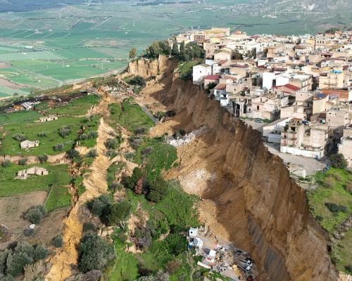 Sicily Town Faces Danger After Landslide on Cliff